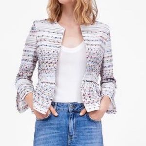 Zara white colorful shimmer blazer